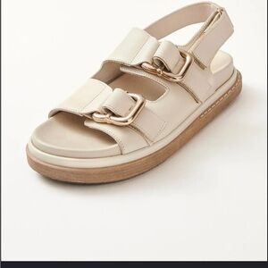 Cream Sandals with Gold Buckles
